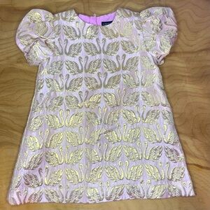Crewcuts Gold Swan Pattern Pink Dress Toddler 2